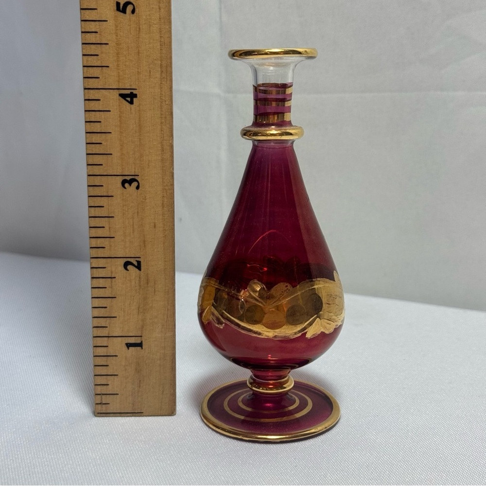 Vintage Elegant Boho Egyptian Colorful Handblown Glass Perfume Bottles Set - Picture 9 of 12
